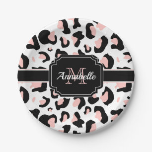 Pink Leopard Print Paper Plate