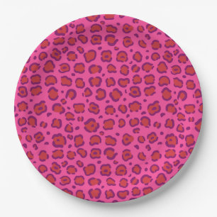 Pink Leopard Print Paper Plate