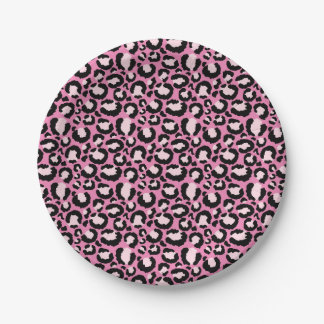 Pink Leopard Print Paper Plate