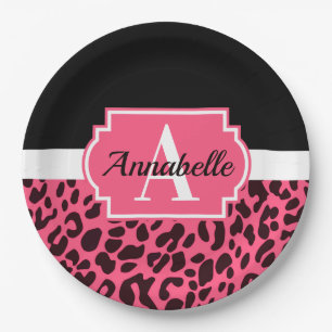 Pink Leopard Print Paper Plate