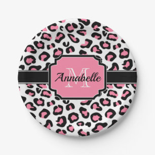 Pink Leopard Print Paper Plate