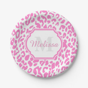 Pink Leopard Print Paper Plate