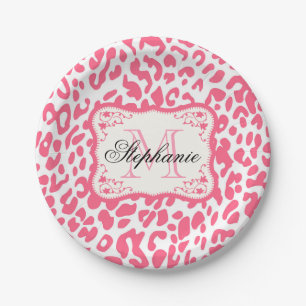 Pink Leopard Print Paper Plate