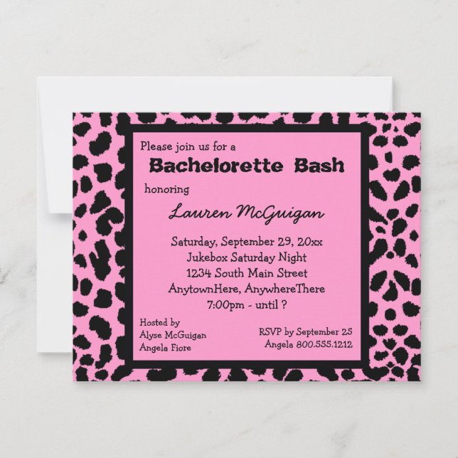 Pink Leopard Print Party Invitation (Front)
