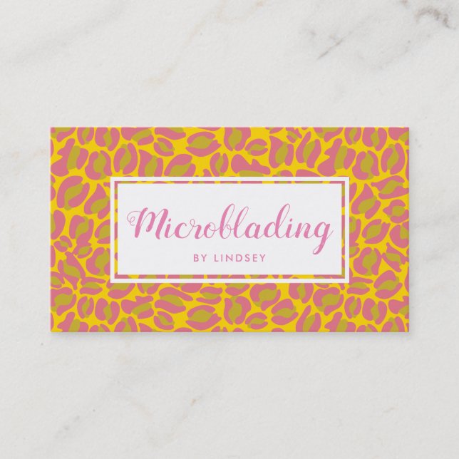 Pink Leopard Print Pattern Beauty Spray Tan Salon Business Card (Front)