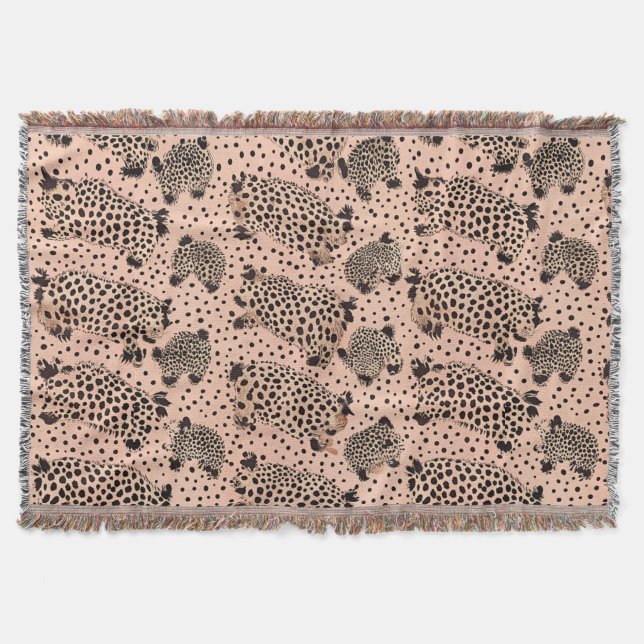 Pink Leopard Print Pattern – Chic Animal Throw Blanket (Front)