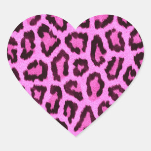 Pink leopard print pattern heart sticker