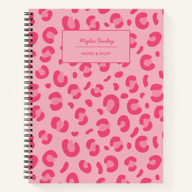 Pink Leopard Print Pattern Notebook (Front)