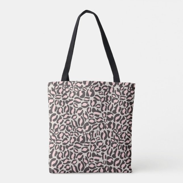 Pink Leopard Print Pattern Safari Jungle Tote Bag (Back)