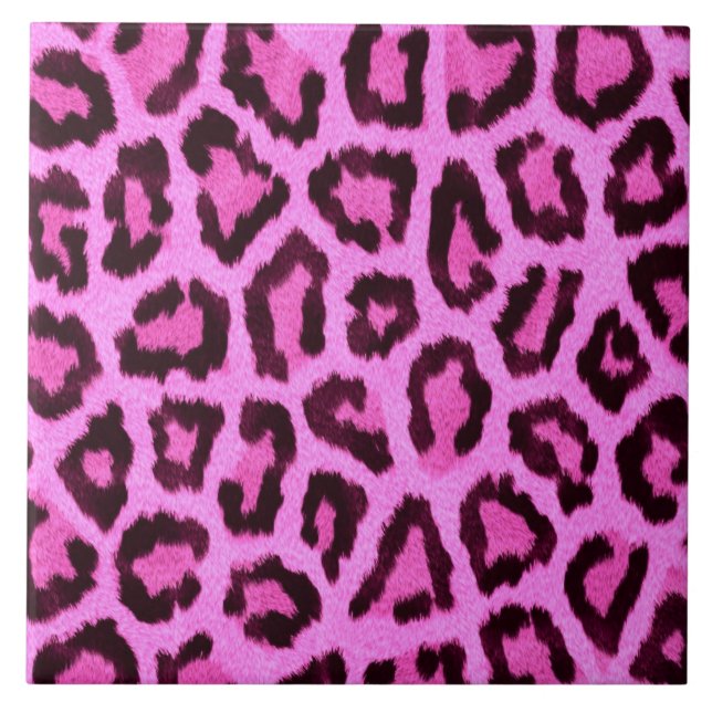 Pink leopard print pattern tile (Front)