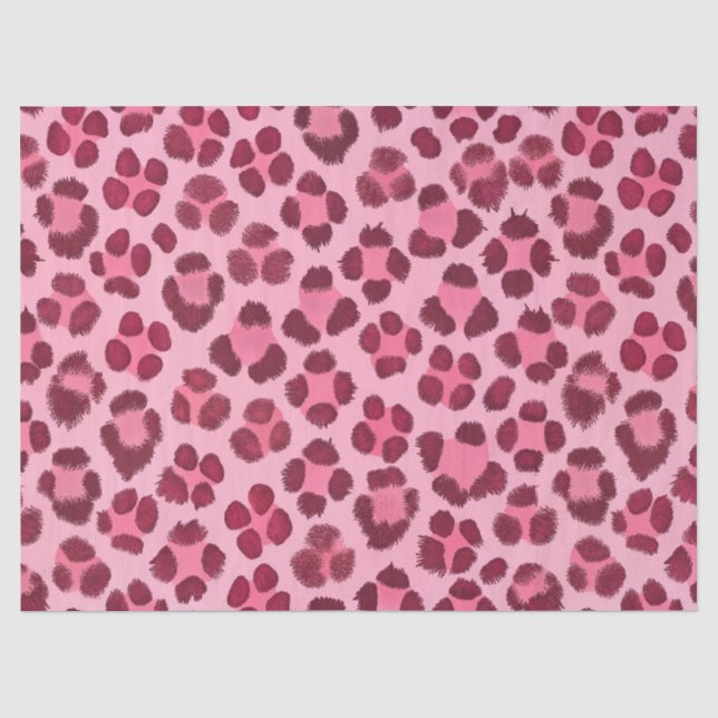 Pink Leopard Print Pattern Tissue Paper (Front)