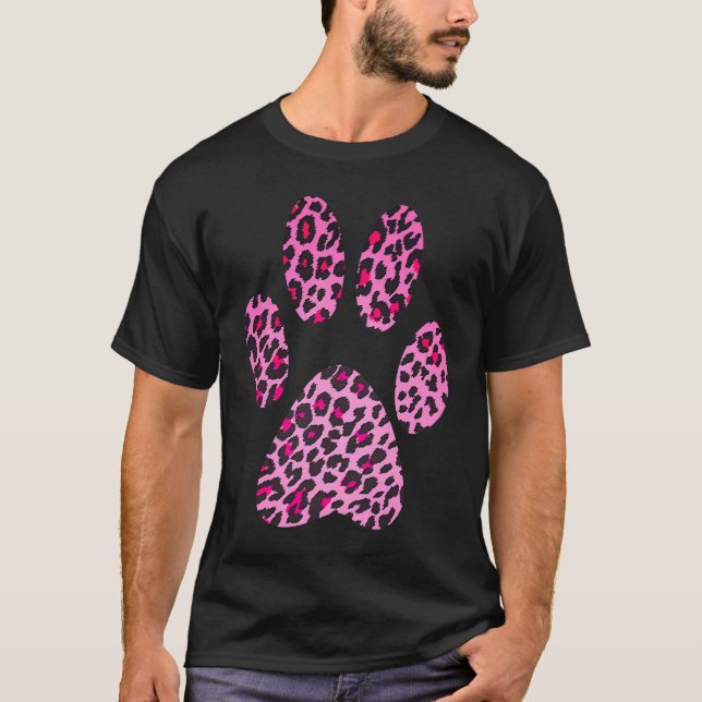Pink Leopard Print Paw Cat Cheetah Jaguar Sports T-Shirt (Front)