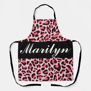 Pink Leopard Print Personalised Retro Trendy Apron