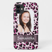 Pink leopard print photo template