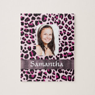 Pink leopard print photo template jigsaw puzzle