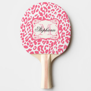 Pink Leopard Print Ping Pong Paddle