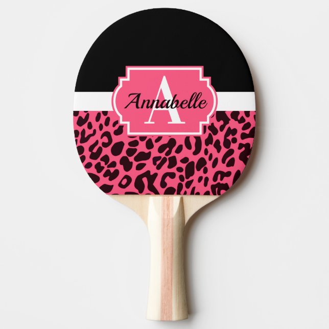 Pink Leopard Print Ping Pong Paddle (Front)