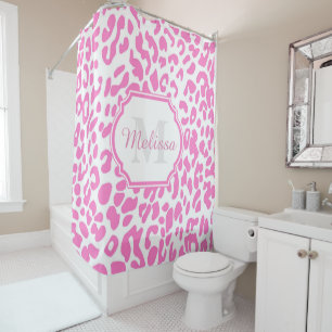 Pink Leopard Print Shower Curtain