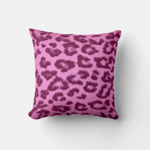 Pink Leopard Print Skin Fur Cushion