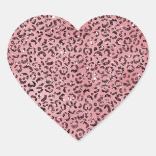Pink leopard Print Sparkle Glitter         Heart Sticker