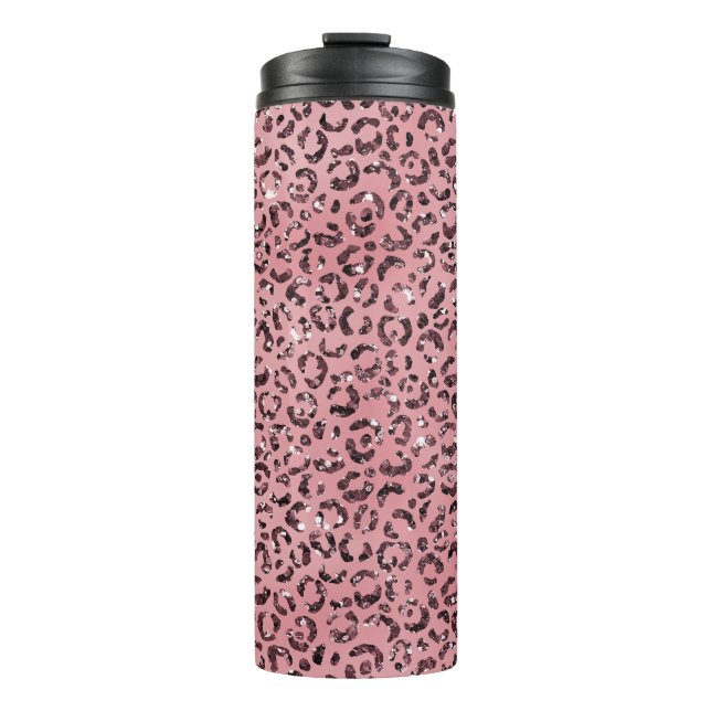 Pink leopard Print Sparkle Glitter              Thermal Tumbler (Front)