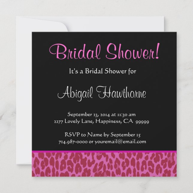 Pink Leopard Print Square Bridal Shower Invite (Front)