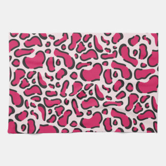 Pink leopard print tea towel