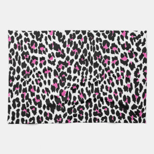 pink leopard print tea towel