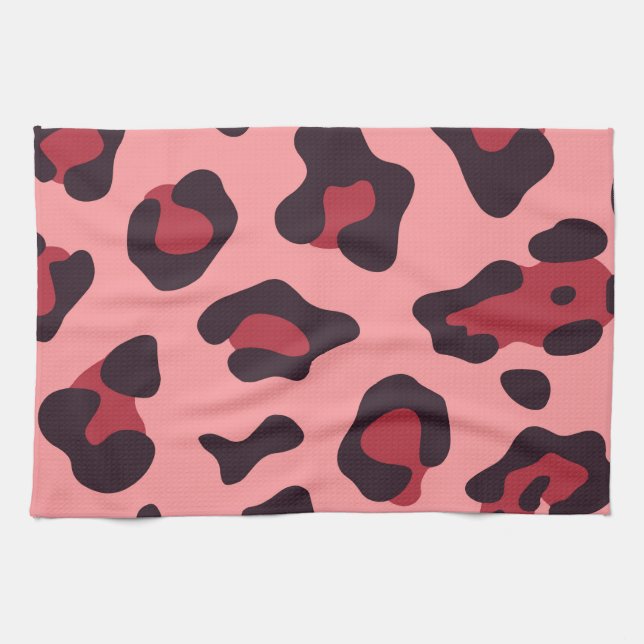 Pink Leopard Print Tea Towel (Horizontal)