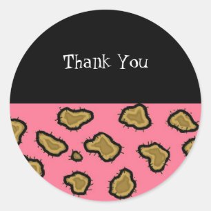 Pink Leopard Print Thank You Sticker