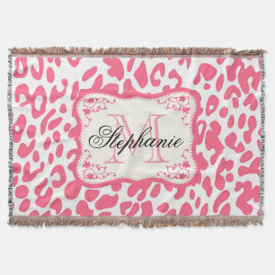 Pink Leopard Print Throw Blanket