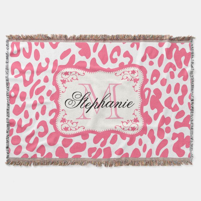 Pink Leopard Print Throw Blanket (Front)