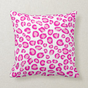 Pink leopard print throw pillow