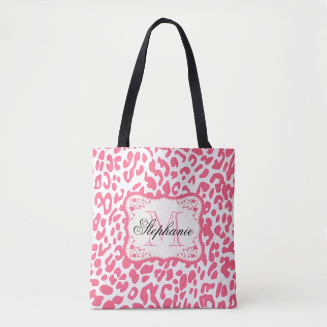 Pink Leopard Print Tote Bag (Front)