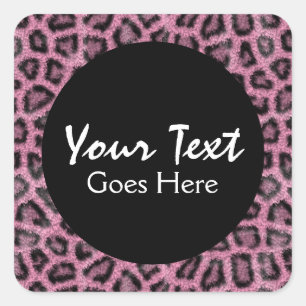 Pink Leopard Print Trendy Fur Pattern Wild Animal Square Sticker