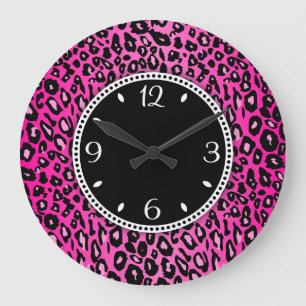 Pink Leopard Print Wall Clock