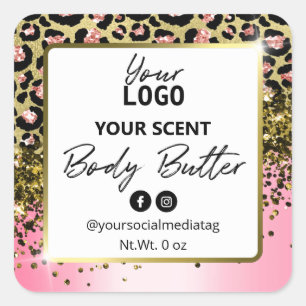 Pink Leopard Print White Gold Body Butter Labels