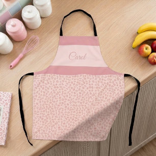 Pink Leopard Print with Name Striped Cheetah Apron