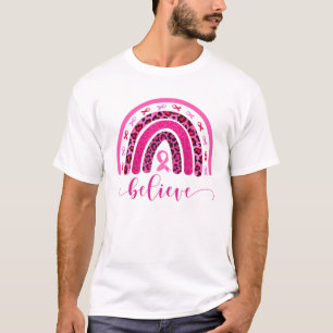 Pink Leopard Rainbow Breast Cancer Awareness Month T-Shirt