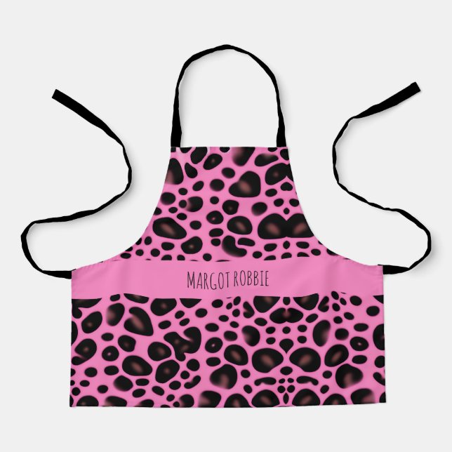 Pink Leopard Shapes Geometric Pattern Apron (Front)