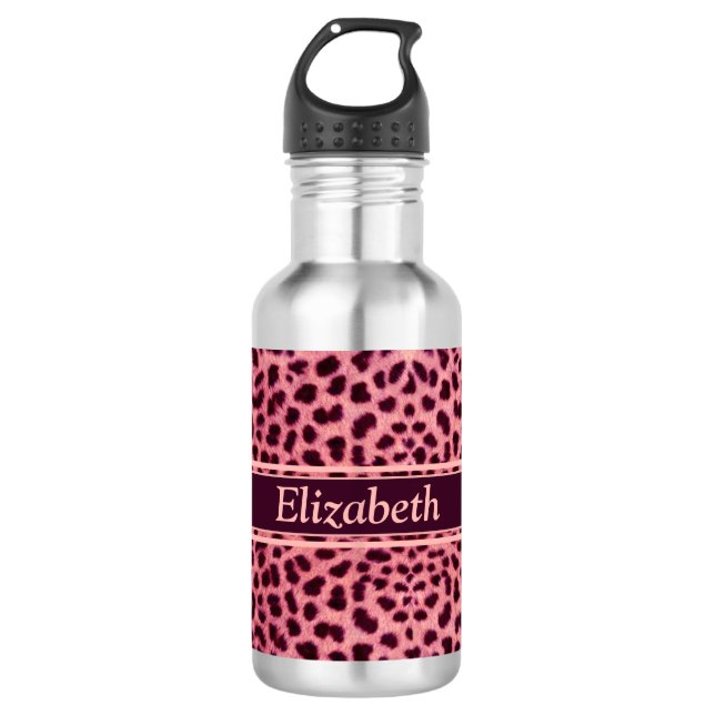 Pink Leopard Skin Pattern Personalise 710 Ml Water Bottle (Front)