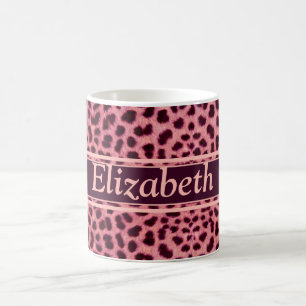 Pink Leopard Skin Pattern Personalise Coffee Mug