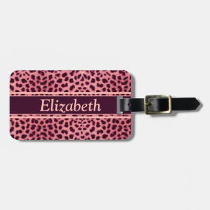 Pink Leopard Skin Pattern Personalise Luggage Tag