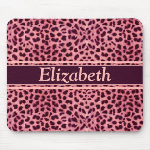 Pink Leopard Skin Pattern Personalise Mouse Mat