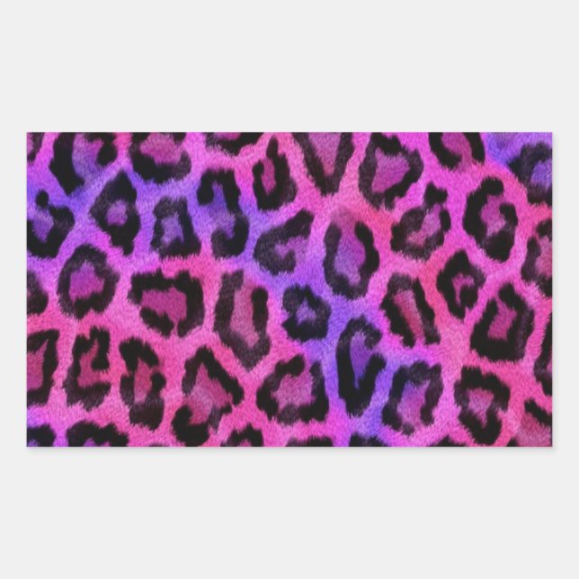 Pink Leopard Skin Print Rectangular Sticker (Front)