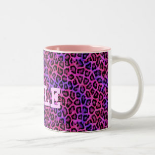 Pink Leopard Smile Skin Print Two-Tone Coffee Mug