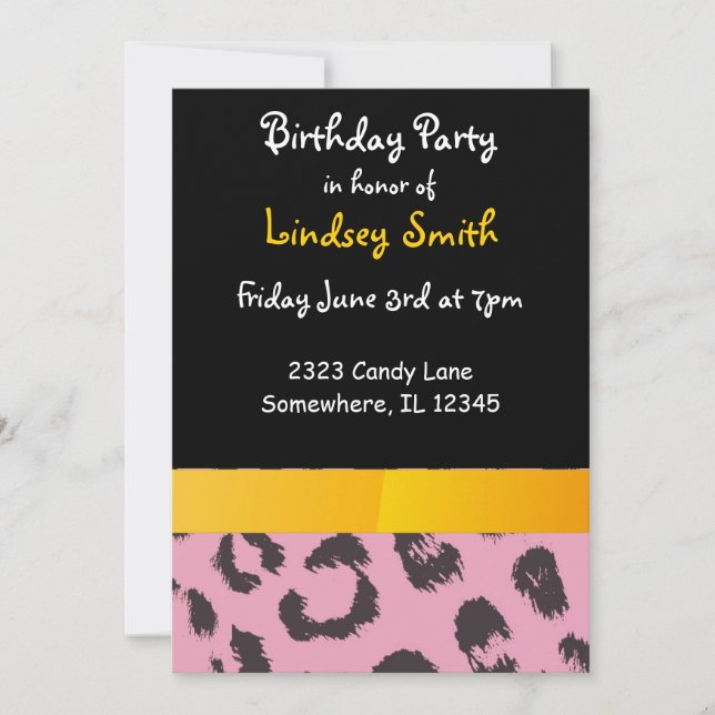 Pink Leopard Spots Birthday Invitation (Front)