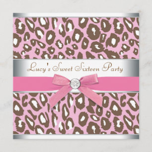Pink Leopard Sweet 16 Party Invitation