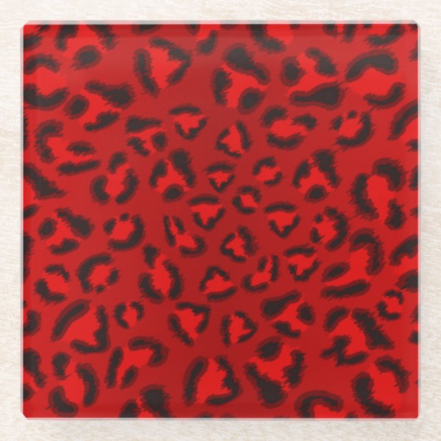 Pink leopard texture pattern. glass coaster (Front)