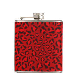 Pink leopard texture pattern. hip flask